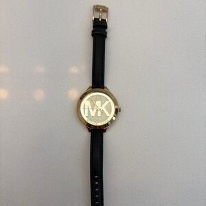 Slim Runway Pavé Gold-Tone and Leather Watch